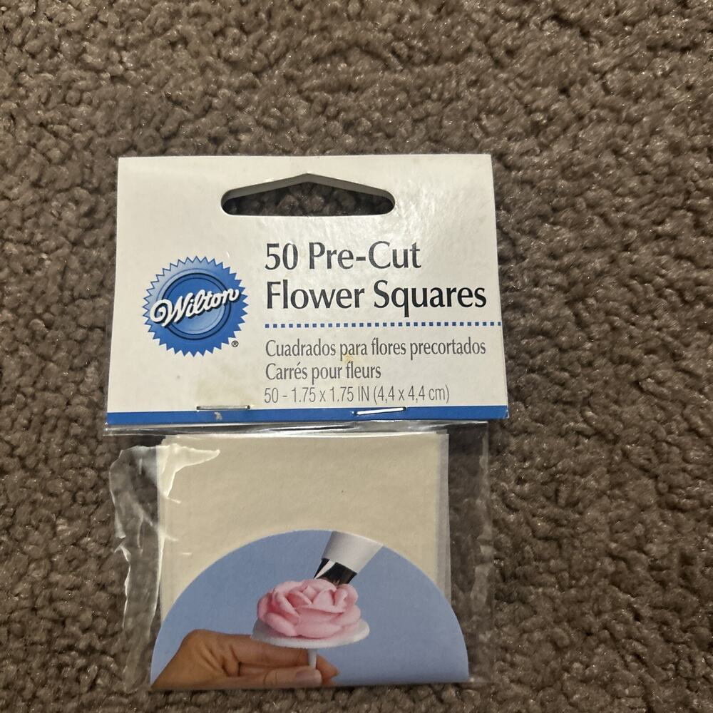 New Wilton 50 Pre-Cut Flower Squares 1.75 In 4.4 Cm